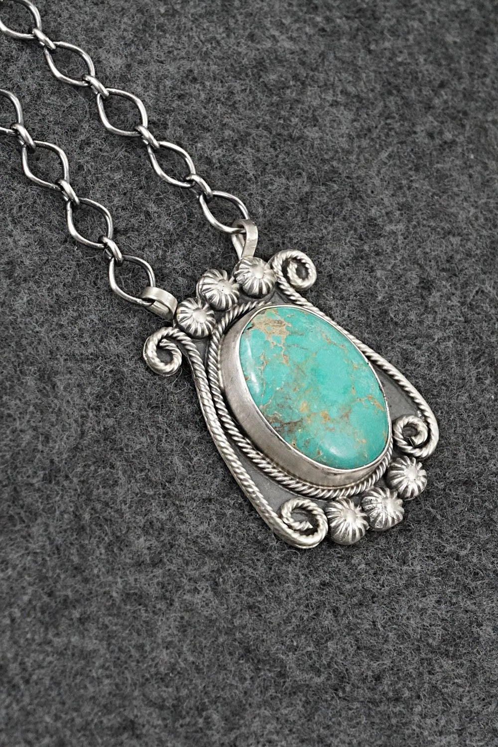 Turquoise & Sterling Silver Necklace - Cordell Platero