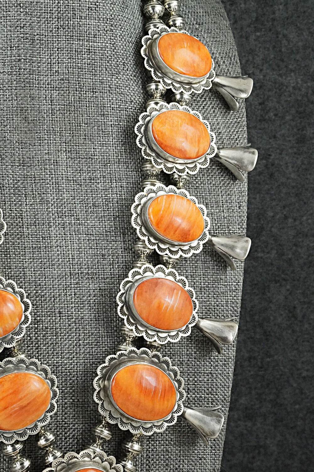 Spiny Oyster & Sterling Silver Squash Blossom Set - Mark Yazzie