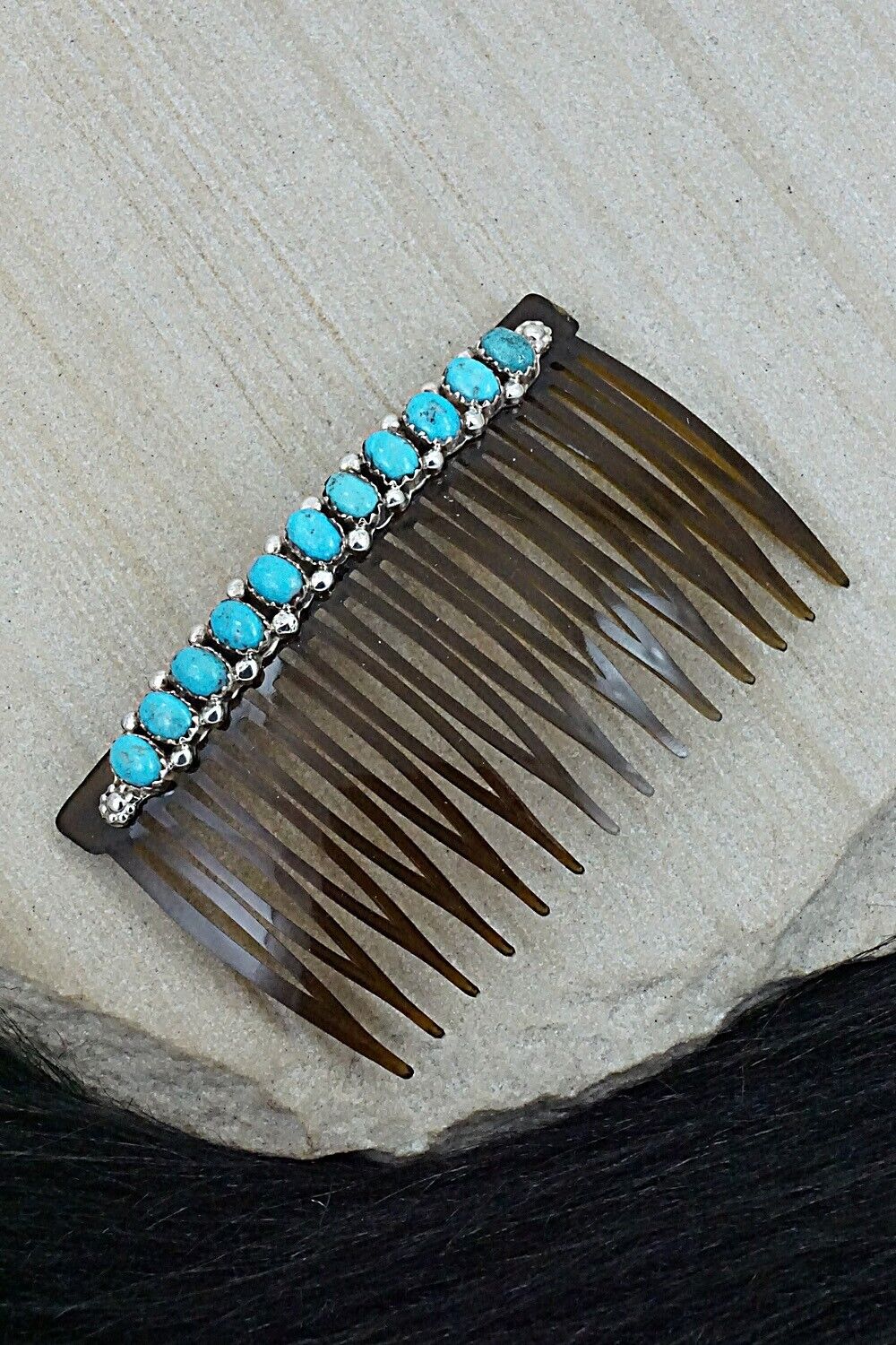 Turquoise & Sterling Silver Hair Combs - Martin Muskett