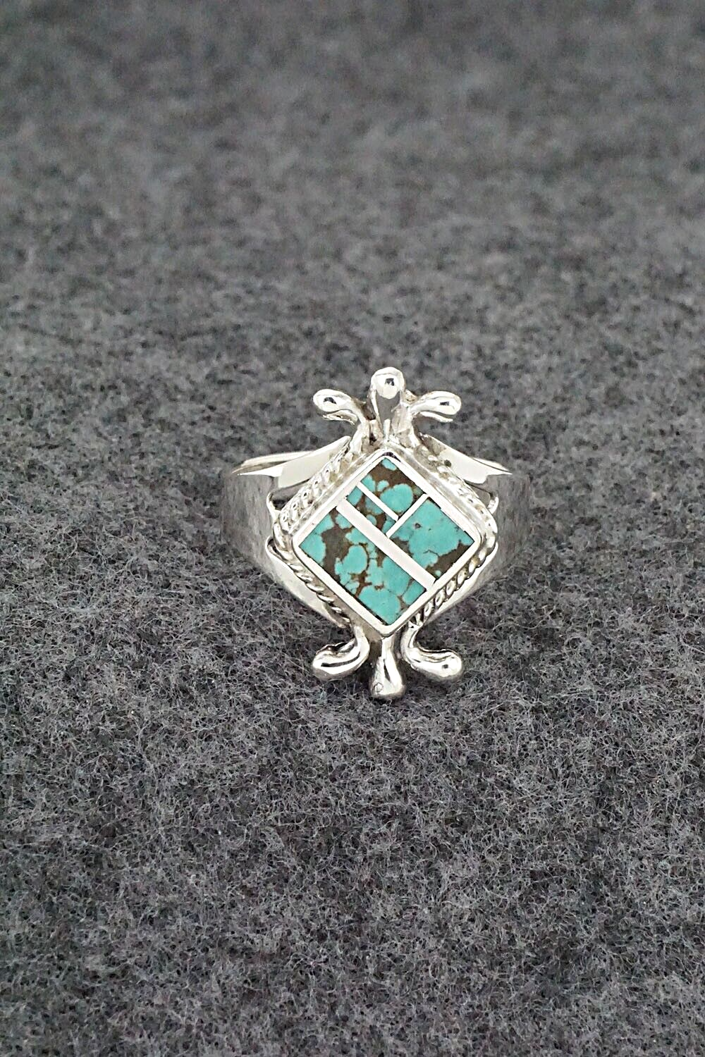 Turquoise & Sterling Silver Inlay Ring - James Manygoats - Size 8