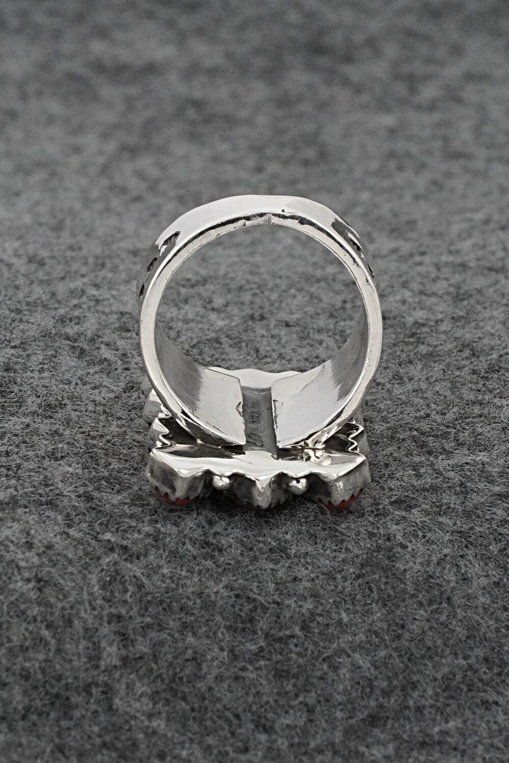 Coral & Sterling Silver Ring - Verley Betone - Size 8