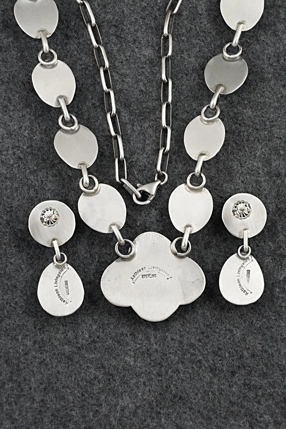 Turquoise & Sterling Silver Necklace and Earrings Set - Kathleen Livingston