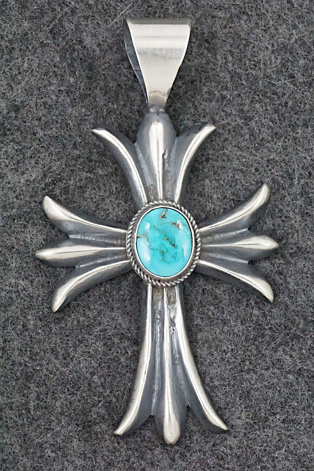 Turquoise & Sterling Silver Pendant - Harrison Bitsue