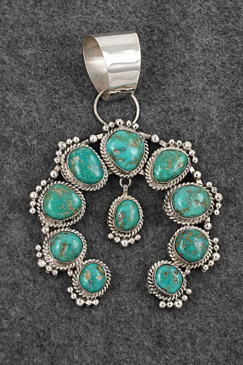 Turquoise and Sterling Silver Naja Pendant - Vernon Johnson