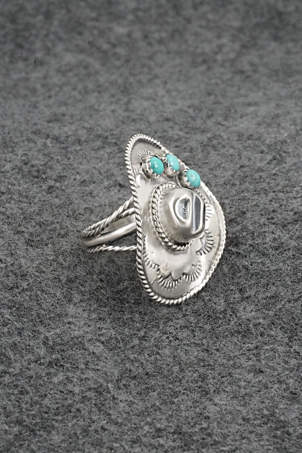 Turquoise & Sterling Silver Ring - Bobby Platero - Size 5.5