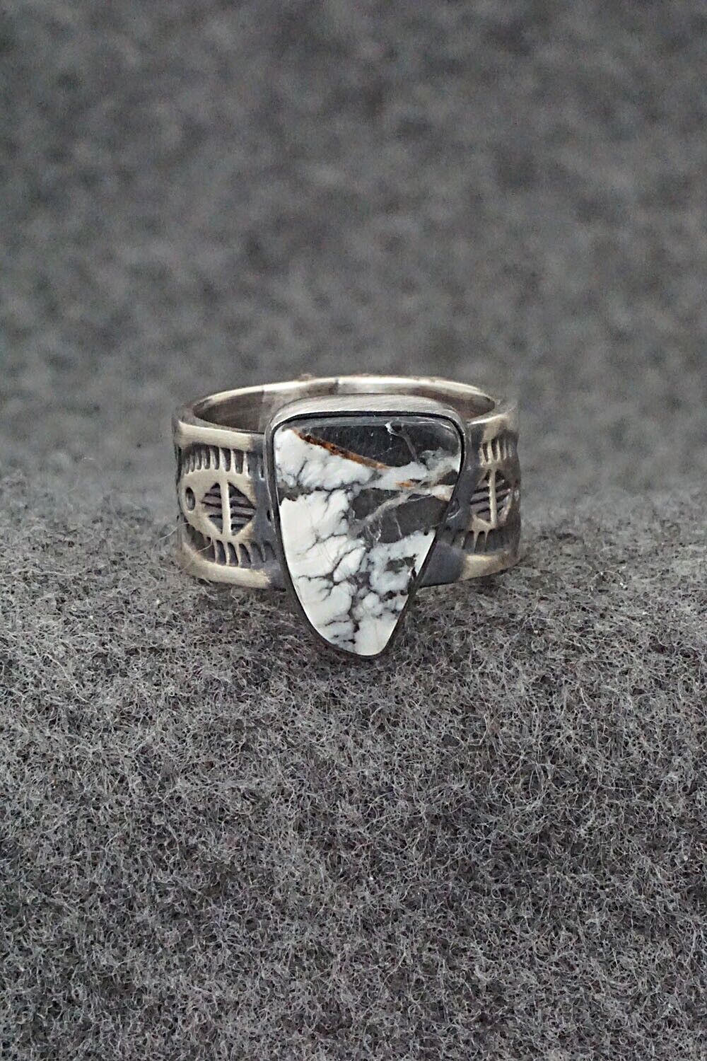 White Buffalo and Sterling Silver Ring - Raymond Coriz - Size 7 adj.
