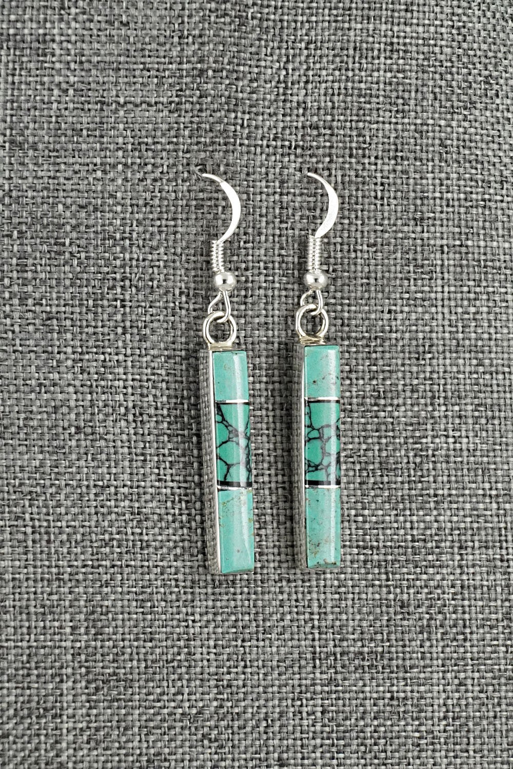 Turquoise, Onyx & Sterling Silver Earrings - Marilyn Yazzie