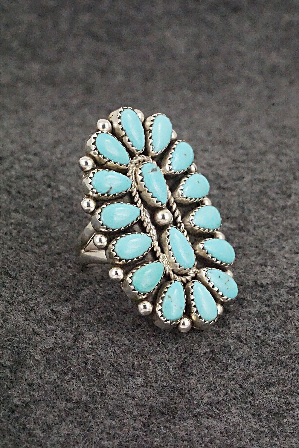 Turquoise & Sterling Silver Ring - Rodney Notah - Size 8