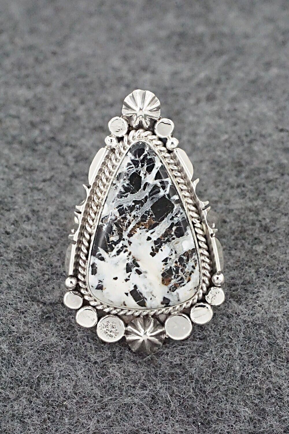 White Buffalo & Sterling Silver Ring - Daniel Benally - Size 8.75