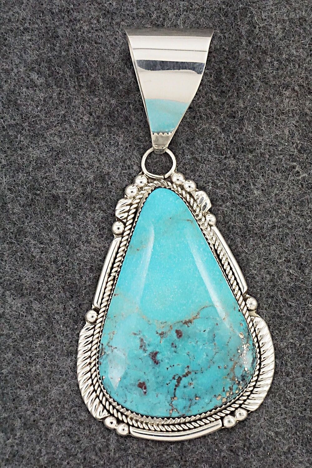 Turquoise & Sterling Silver Pendant - Kenny Calavaza