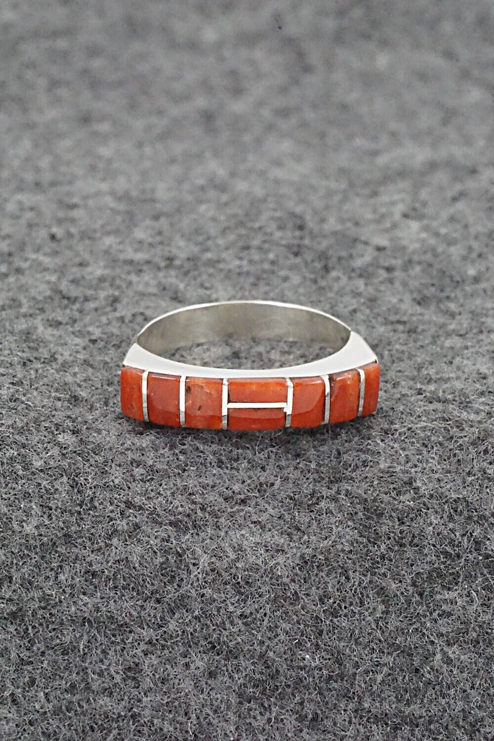 Coral & Sterling Silver Ring - Verna Kanesta - Size 7.5