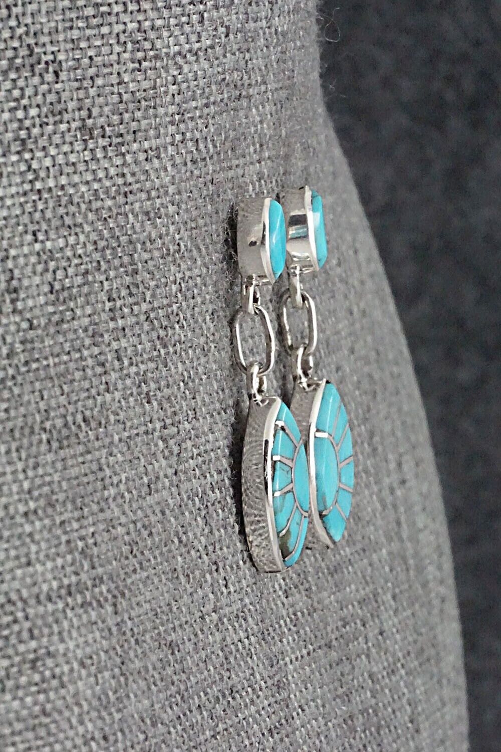 Turquoise & Sterling Silver Earrings - Eldrick Seoatwa