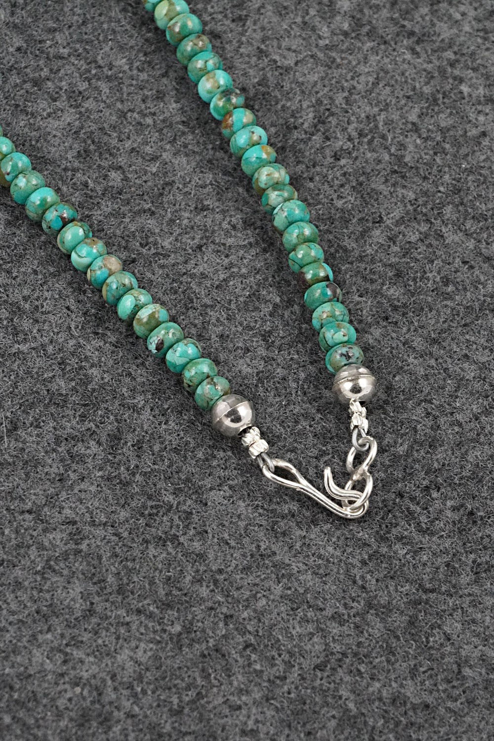 Turquoise, Spiny Oyster & Sterling Silver Necklace 20" - Helen Tsosie