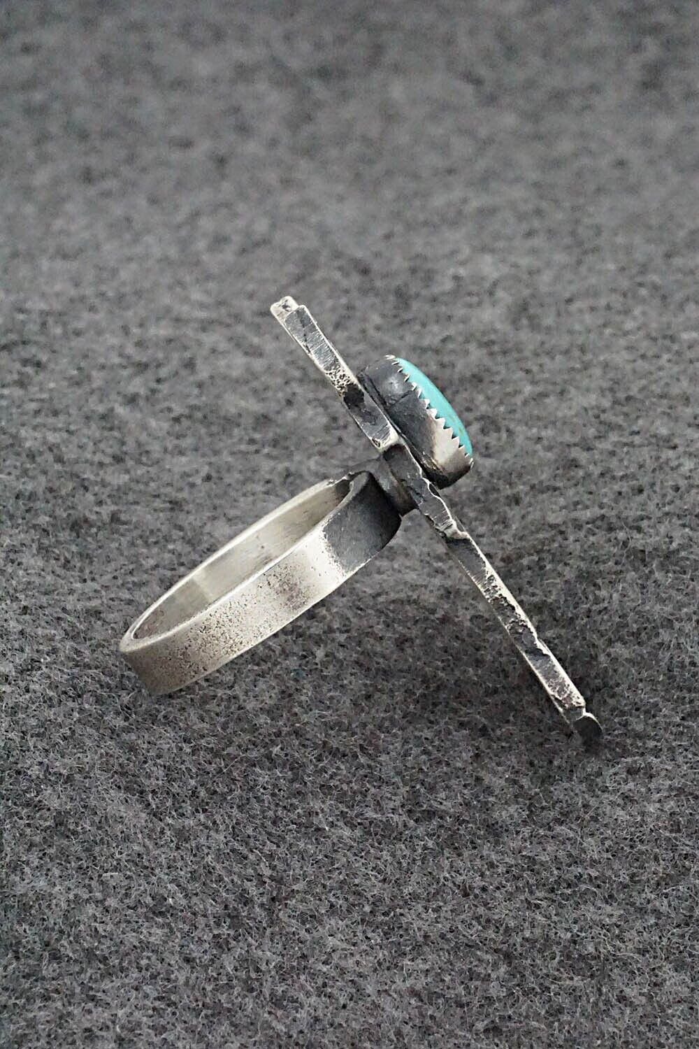Turquoise & Sterling Silver Ring - Kindale Bilah - Size 10 (Adj.)