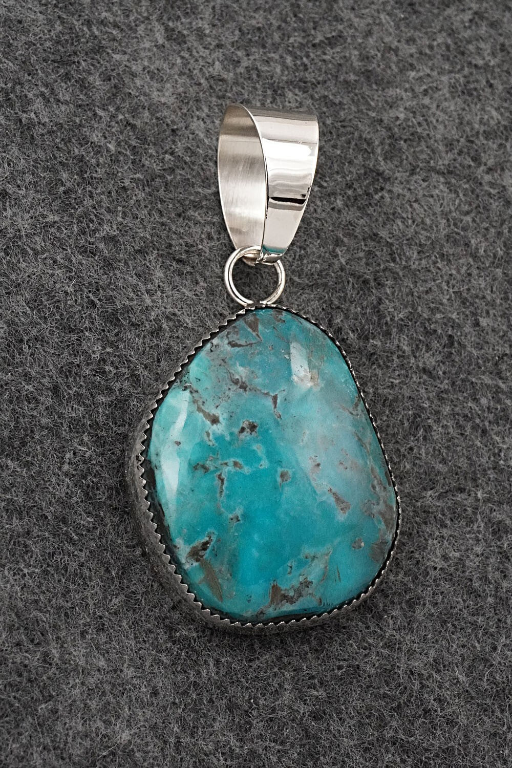 Turquoise and Sterling Silver Pendant - Leslie Nez