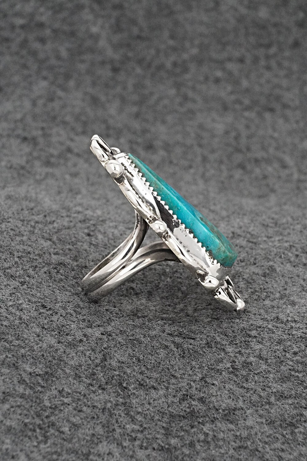 Turquoise & Sterling Silver Ring - Leslie Nez - Size 8.5