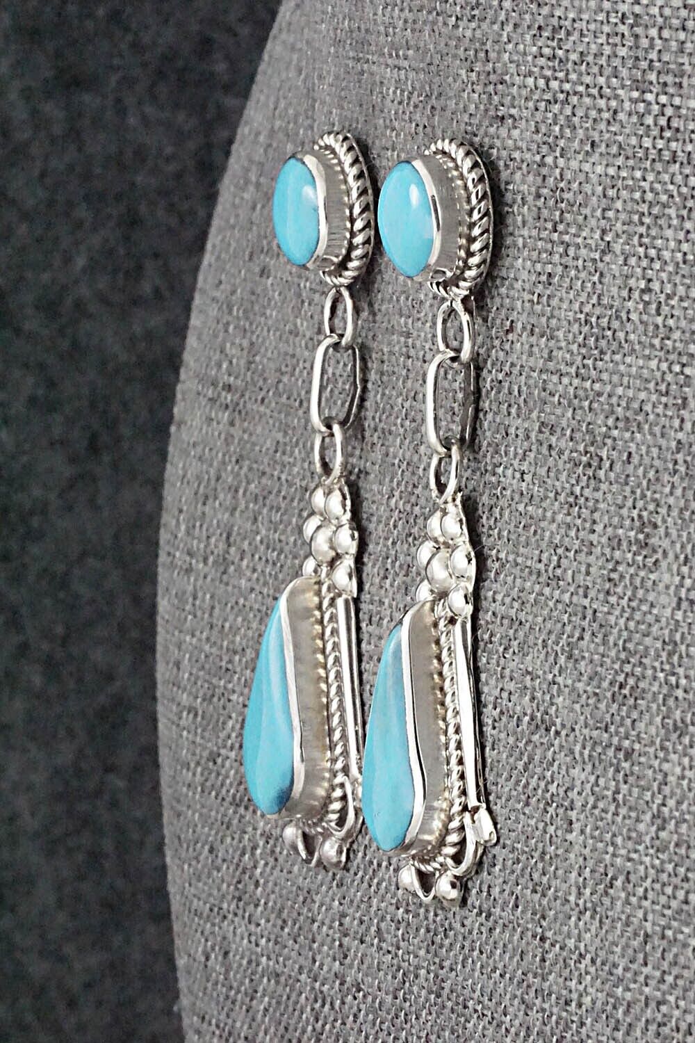 Turquoise & Sterling Silver Earrings - Juanita Yatsatie