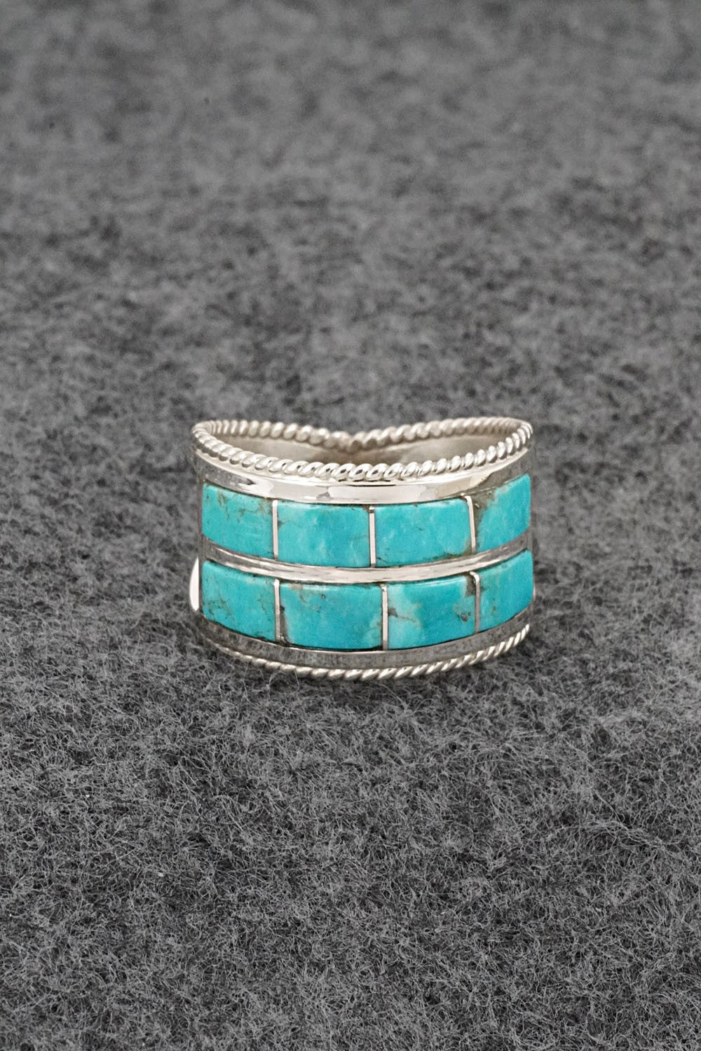 Turquoise & Sterling Silver Ring - Bruce Johnson - Size 8.5