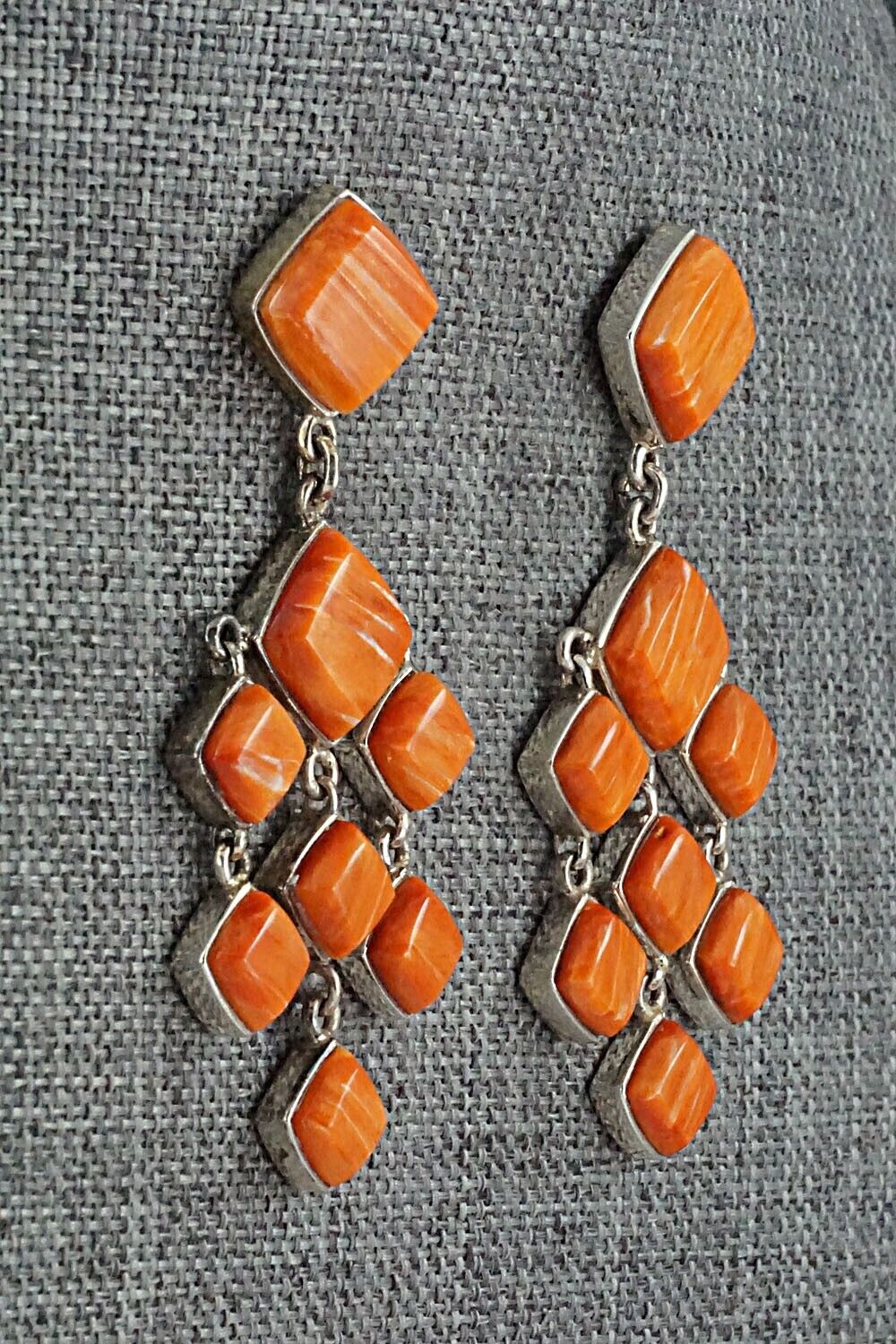 Spiny Oyster & Sterling Silver Earrings - Cathy Webster