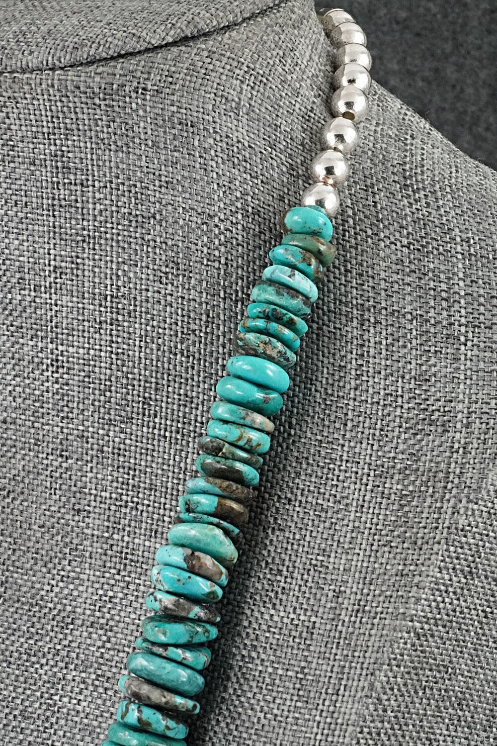 Turquoise & Sterling Silver Necklace 21" - Doreen Jake