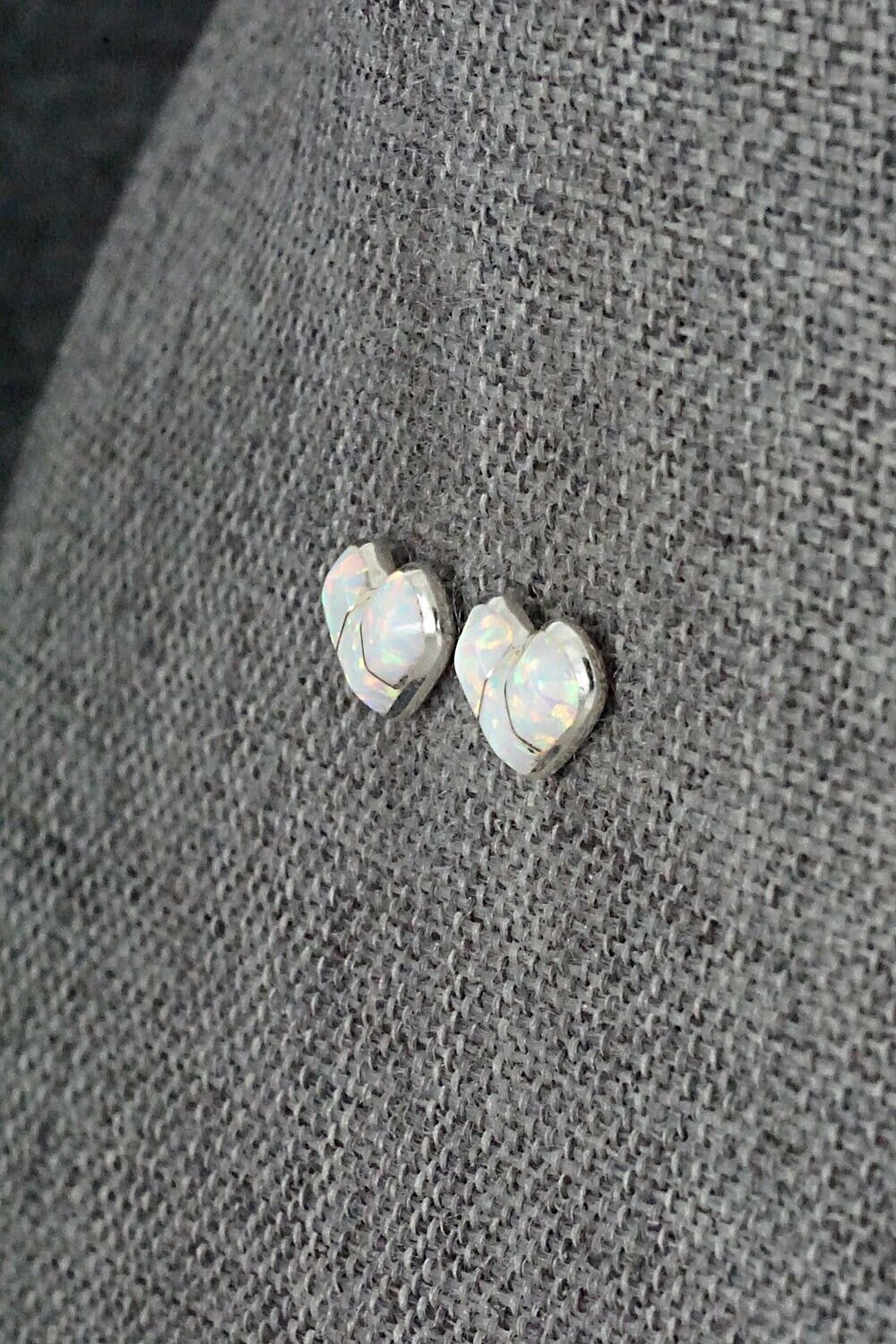 Opalite & Sterling Silver Inlay Earrings - Jolena Haskie