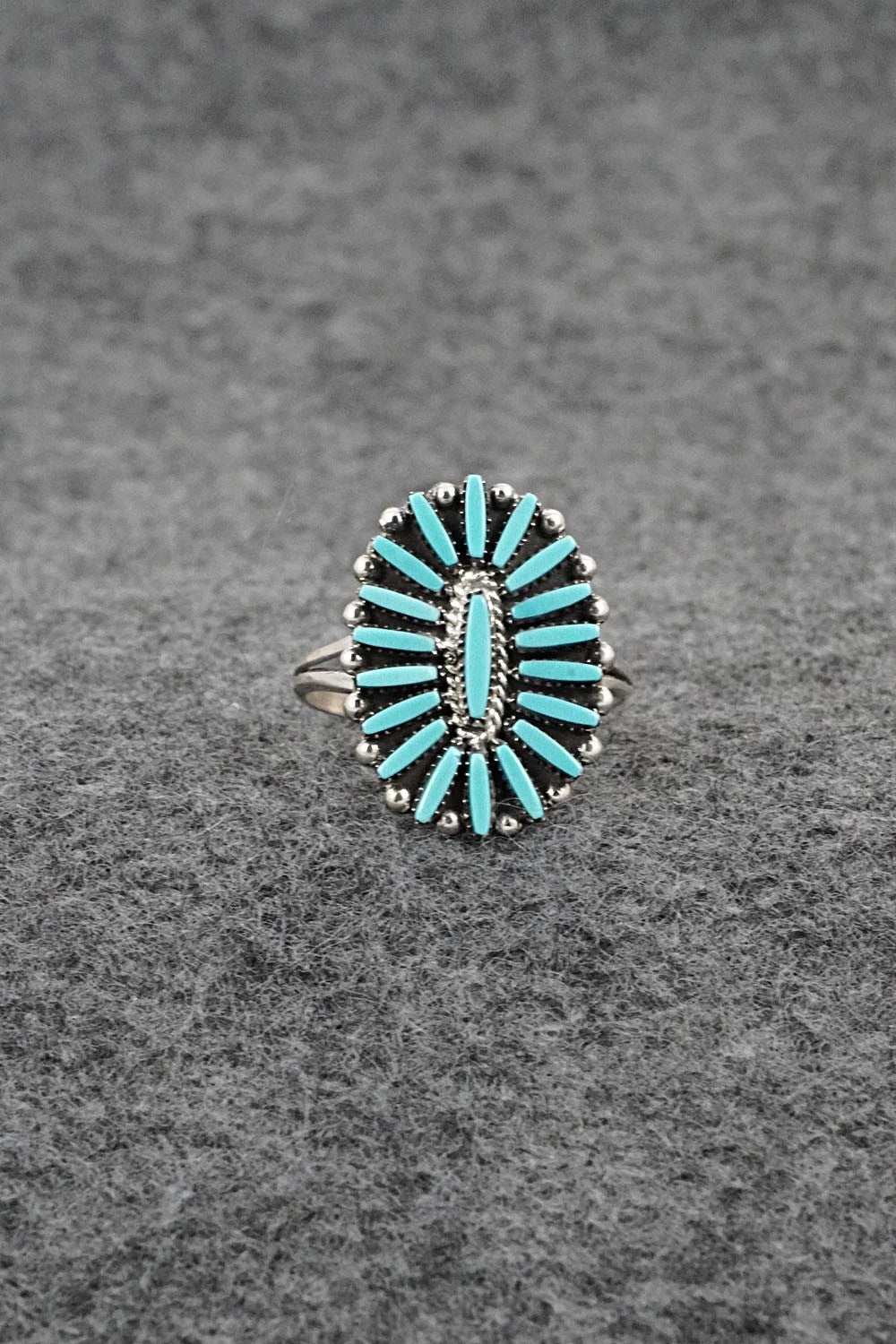Turquoise & Sterling Silver Ring - Fritzon Owaleon - Size 9