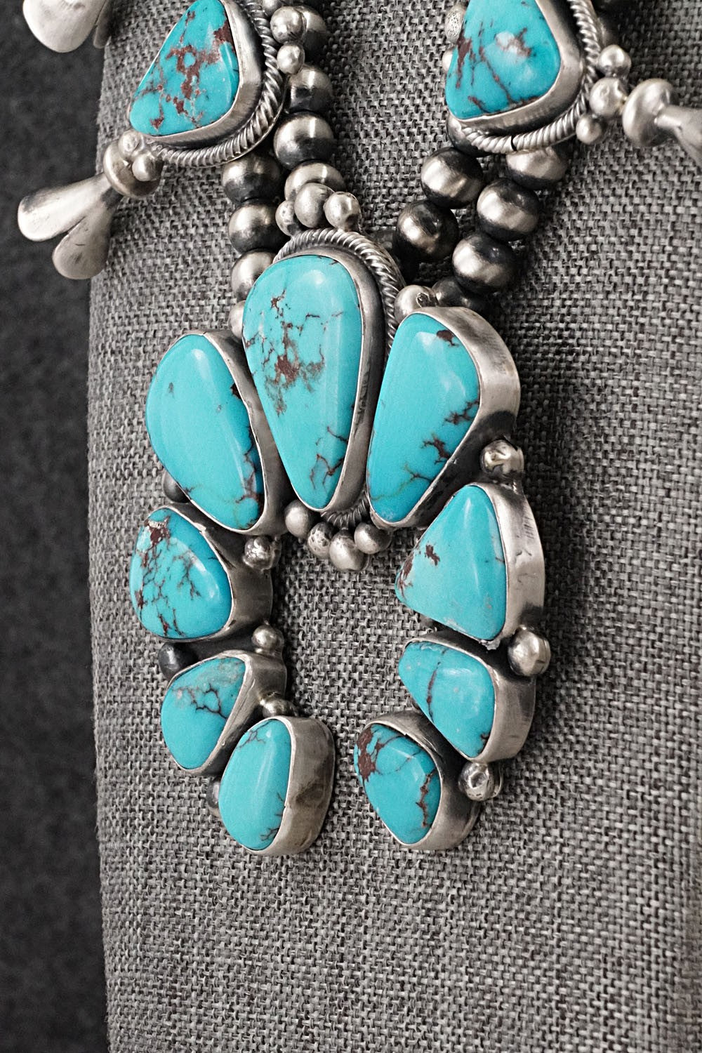 Turquoise & Sterling Silver Squash Blossom Set - Bobby Johnson