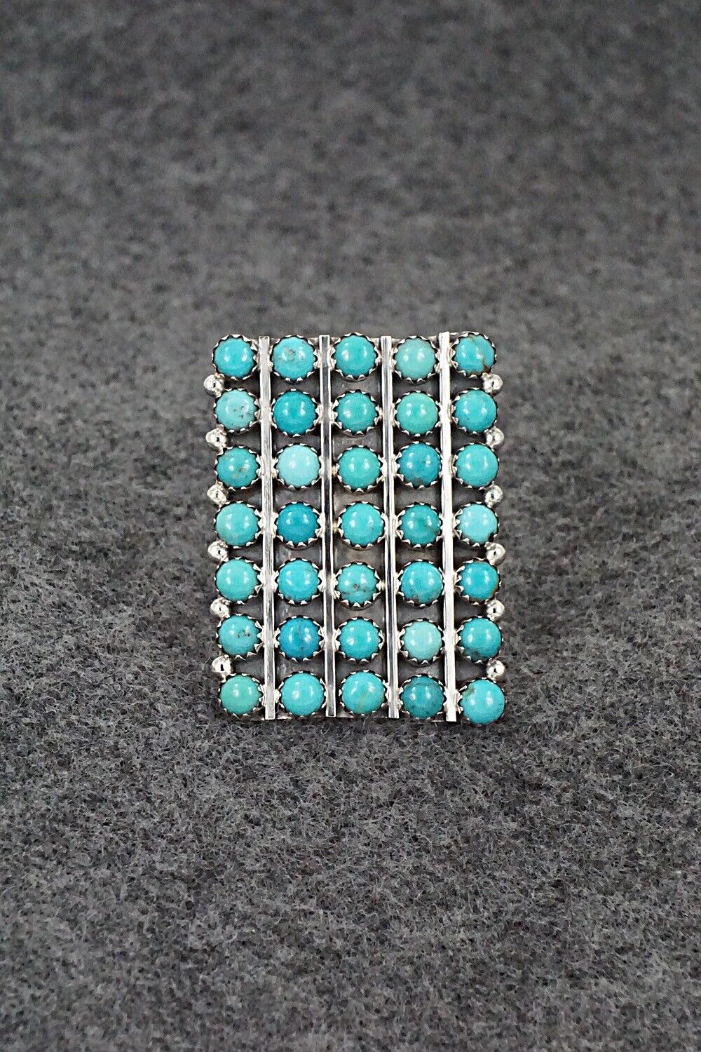 Turquoise & Sterling Silver Ring - Kenny Lonjose - Size 7