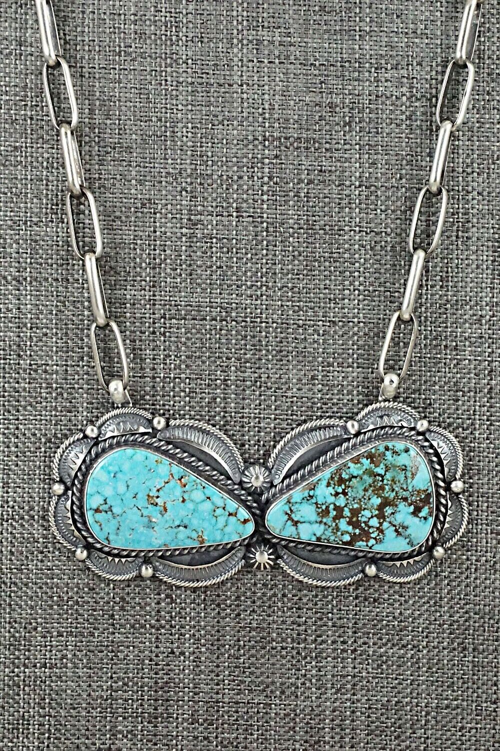 Turquoise & Sterling Silver Necklace - Raymond Delgarito
