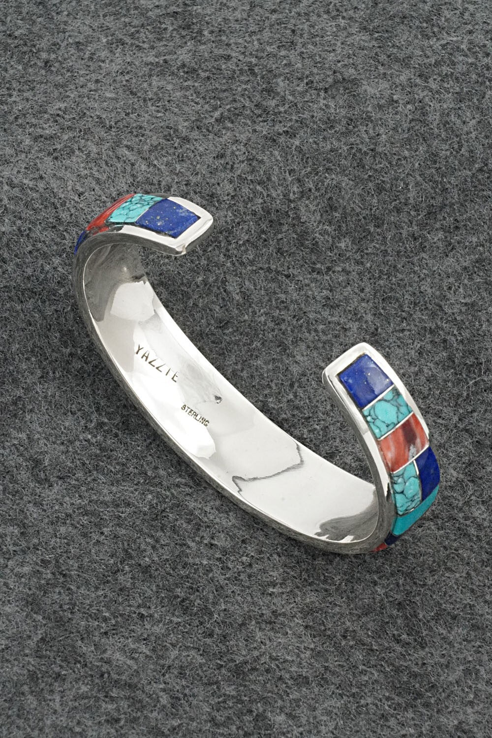 Multi-Stone Inlay & Sterling Silver Bracelet - Edison Yazzie
