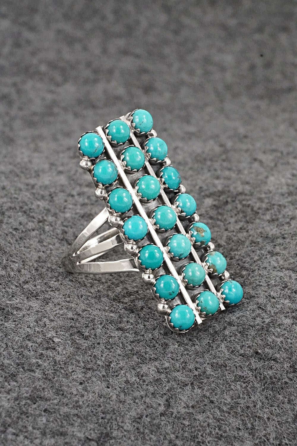 Turquoise & Sterling Silver Ring - Kenny Lonjose - Size 9.5