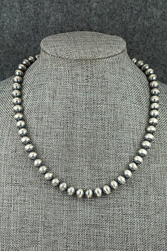 Sterling Silver Navajo Pearl Necklace 14" - Dorinda Mariano