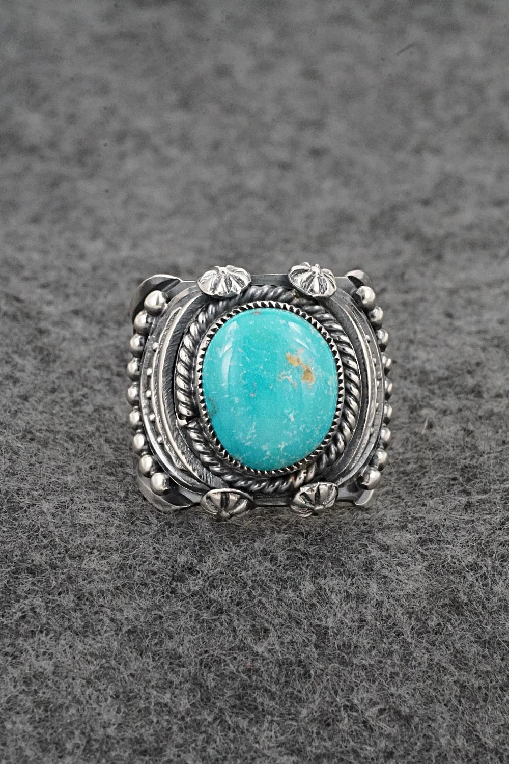 Turquoise & Sterling Silver Ring - Delbert Gordon - Size 8
