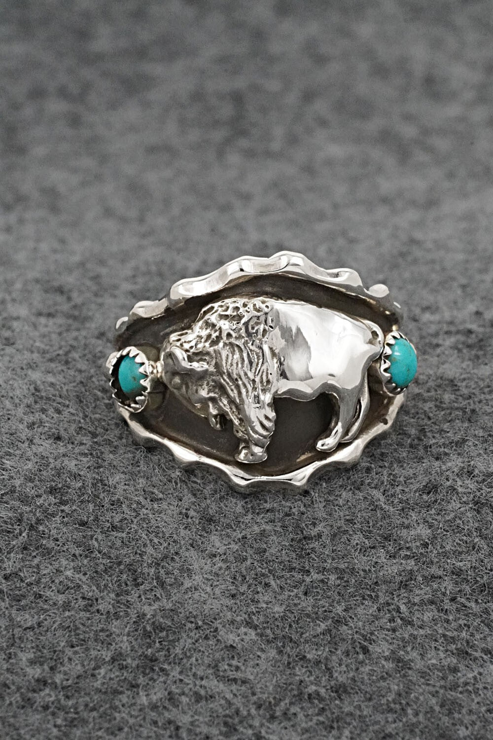Turquoise & Sterling Silver Ring - Genevieve Francisco - Size 14
