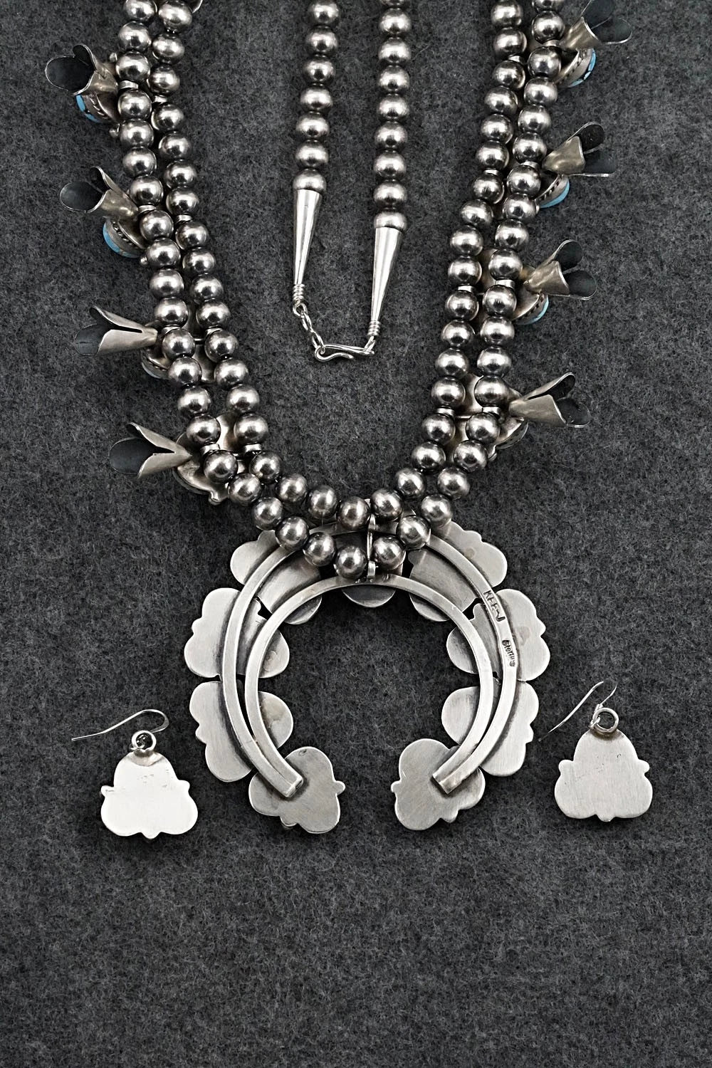 Turquoise & Sterling Silver Squash Blossom Set - Vernon Johnson