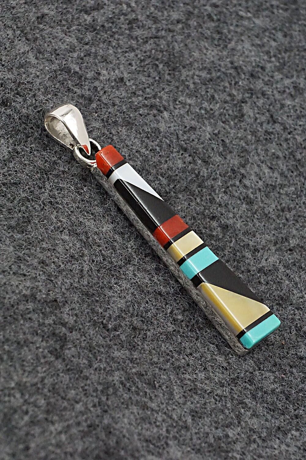 Multi Stone & Sterling Silver Pendant - Madarrel Kallestewa