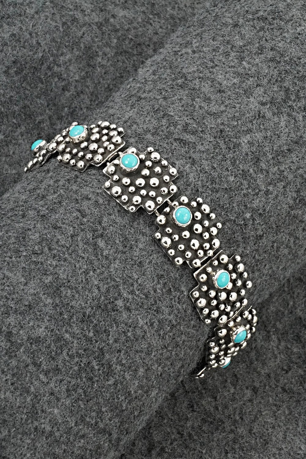 Turquoise & Sterling Silver Link Bracelet - Raymond Coriz