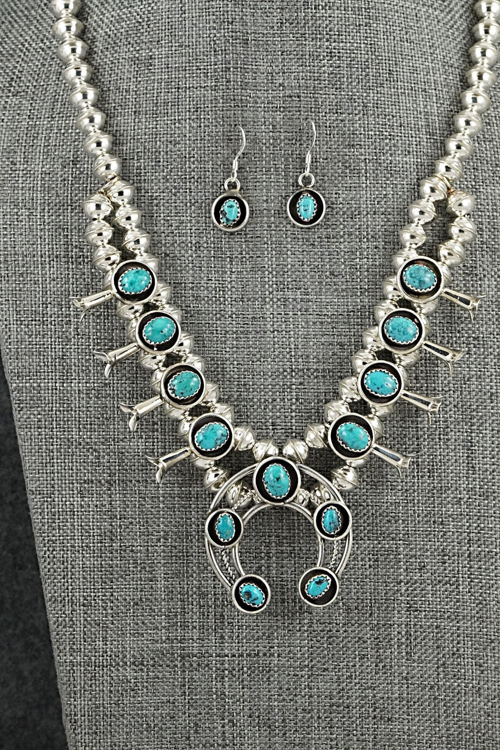 Turquoise & Sterling Silver Squash Blossom Set - Phil Garcia