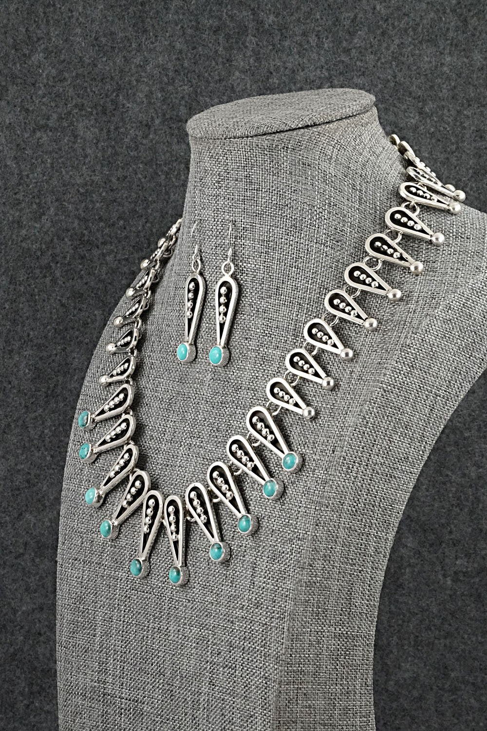 Turquoise & Sterling Silver Necklace and Earrings Set - Jonathan Nez