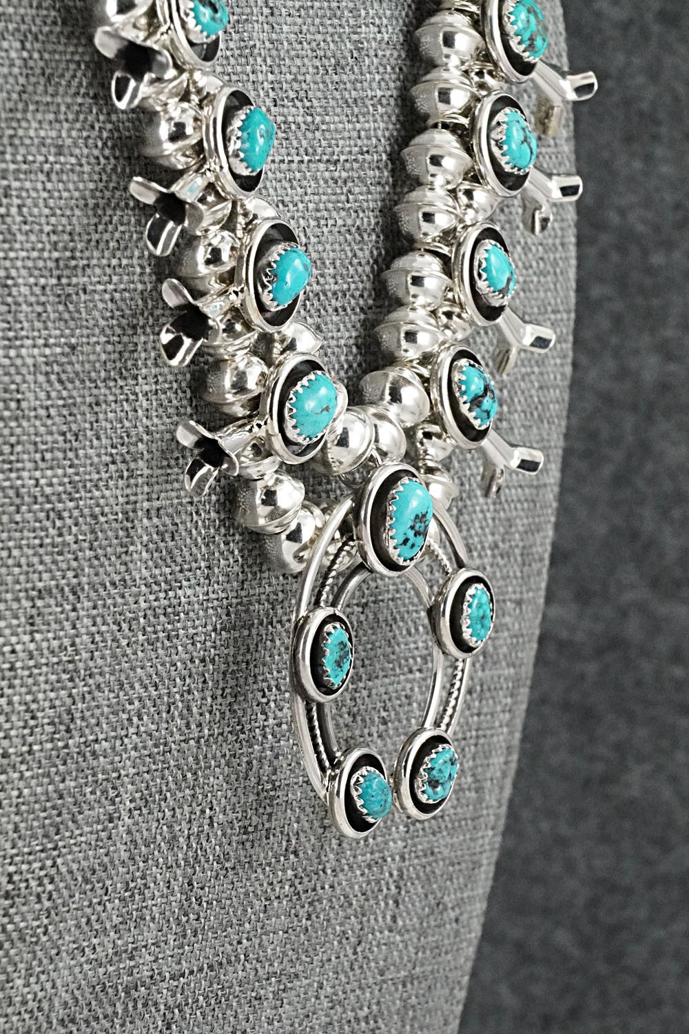 Turquoise & Sterling Silver Mini Squash Blossom Set - Phil Garcia