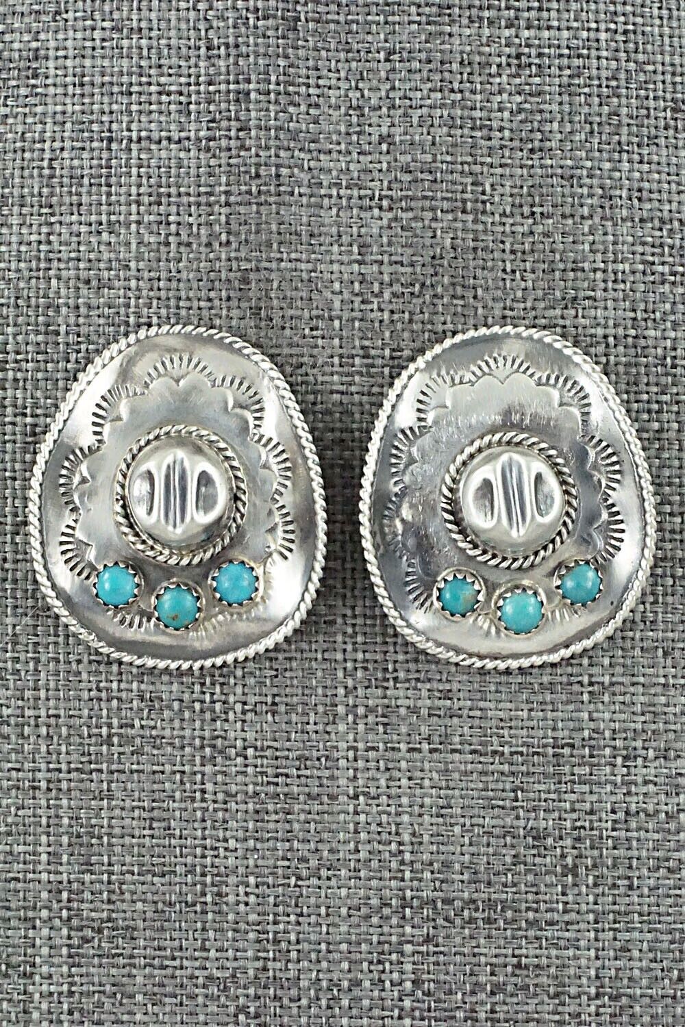 Turquoise & Sterling Silver Earrings - Bobby Platero