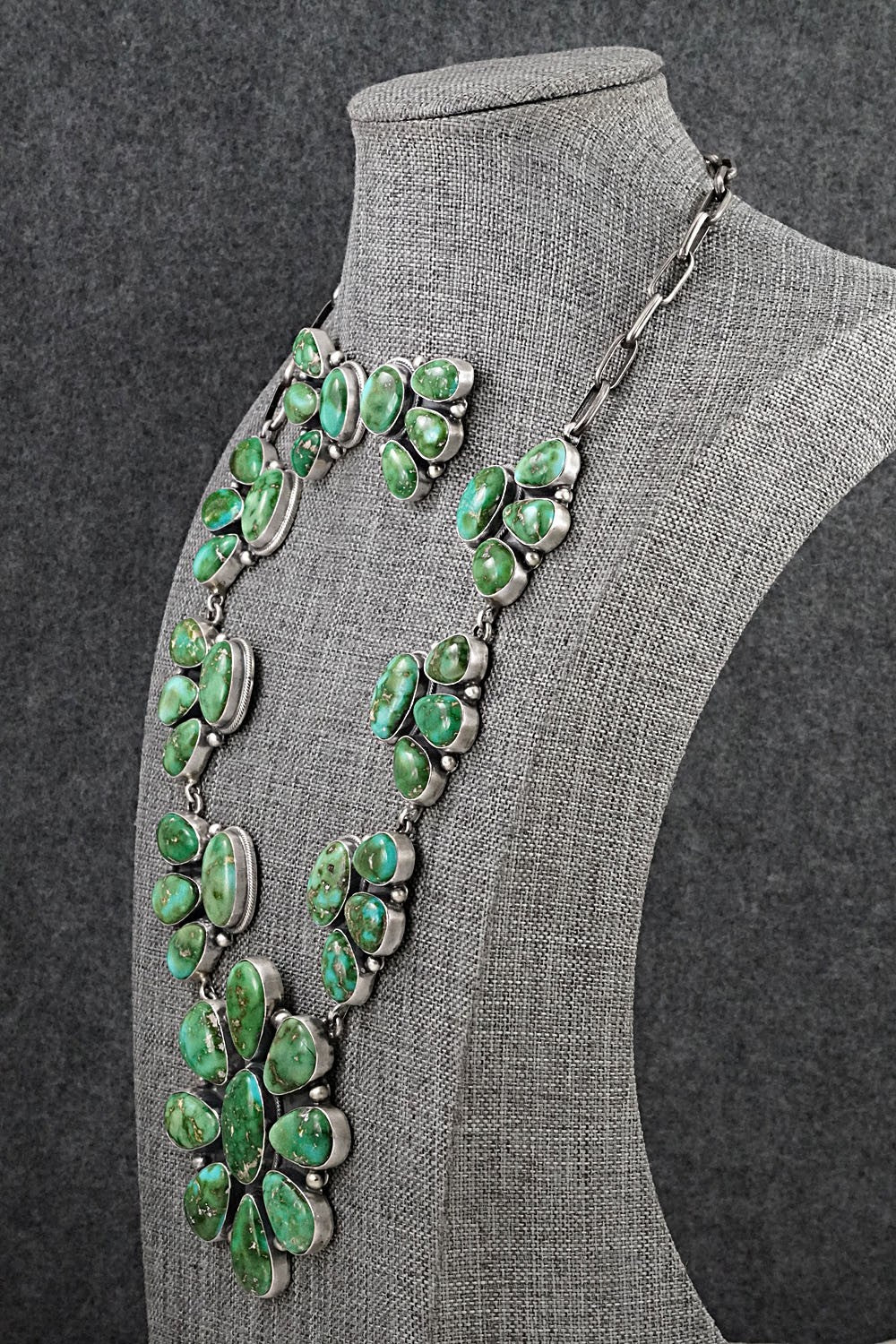 Turquoise & Sterling Silver Necklace and Earrings Set - Darrin Livingston