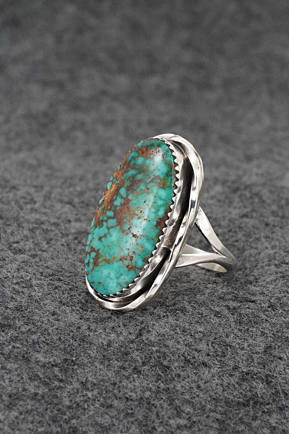 Turquoise & Sterling Silver Ring - Ernest Hawthorne - Size 8