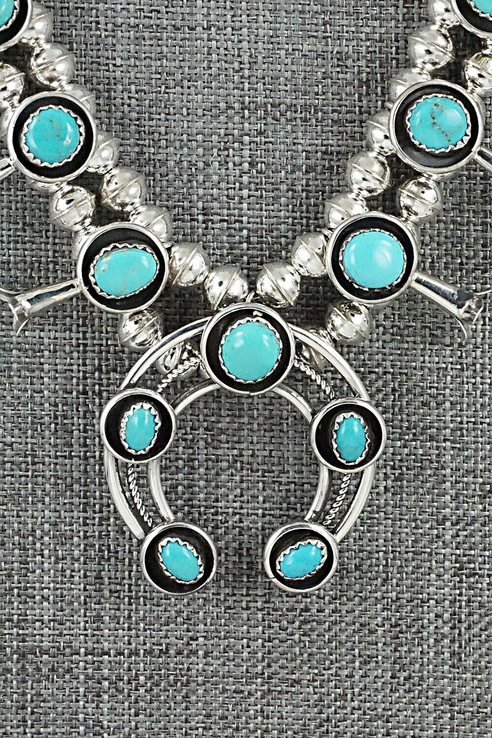 Turquoise & Sterling Silver Mini Squash Blossom Set - Phil Garcia