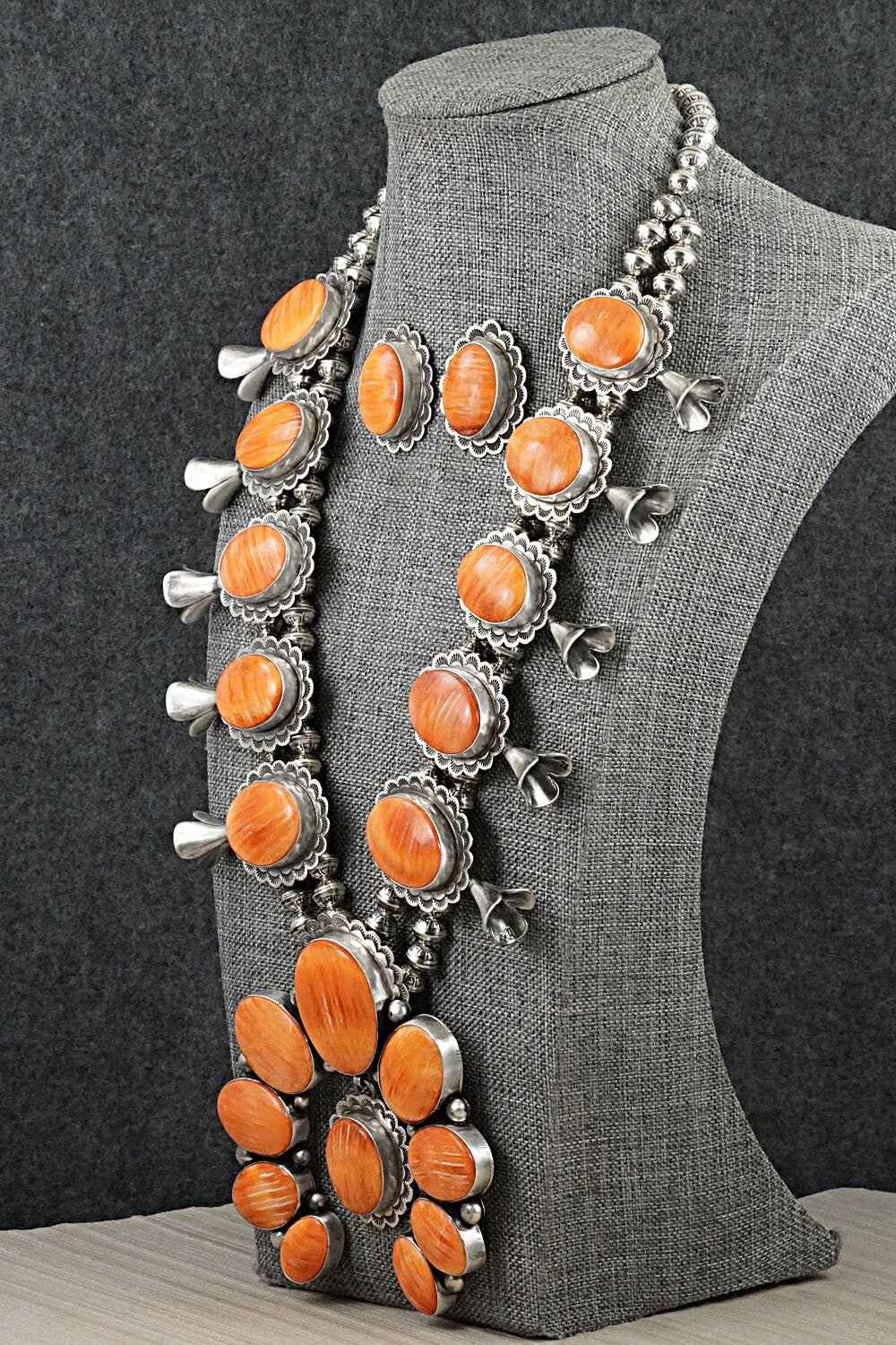 Spiny Oyster & Sterling Silver Squash Blossom Set - Mark Yazzie