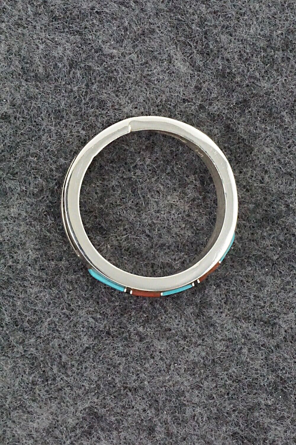Turquoise, Coral, Onyx & Sterling Silver Ring - Wilbert Muskett Jr. - Size 13