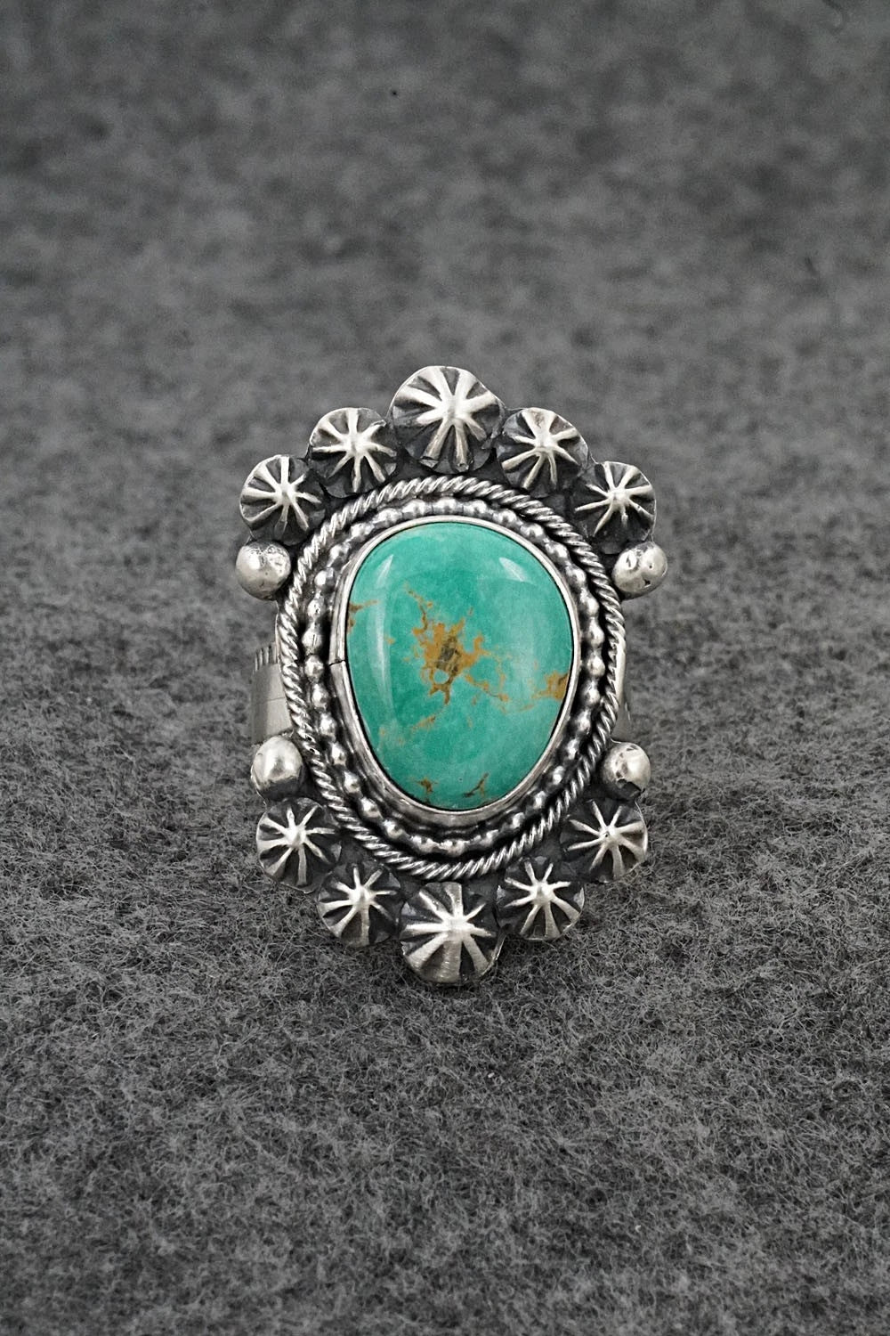 Turquoise & Sterling Silver Ring - Cordell Platero - Size Adjustable