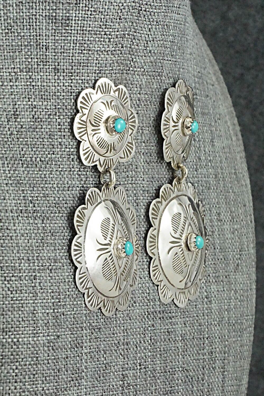Turquoise and Sterling Silver Earrings - Bertha Begay