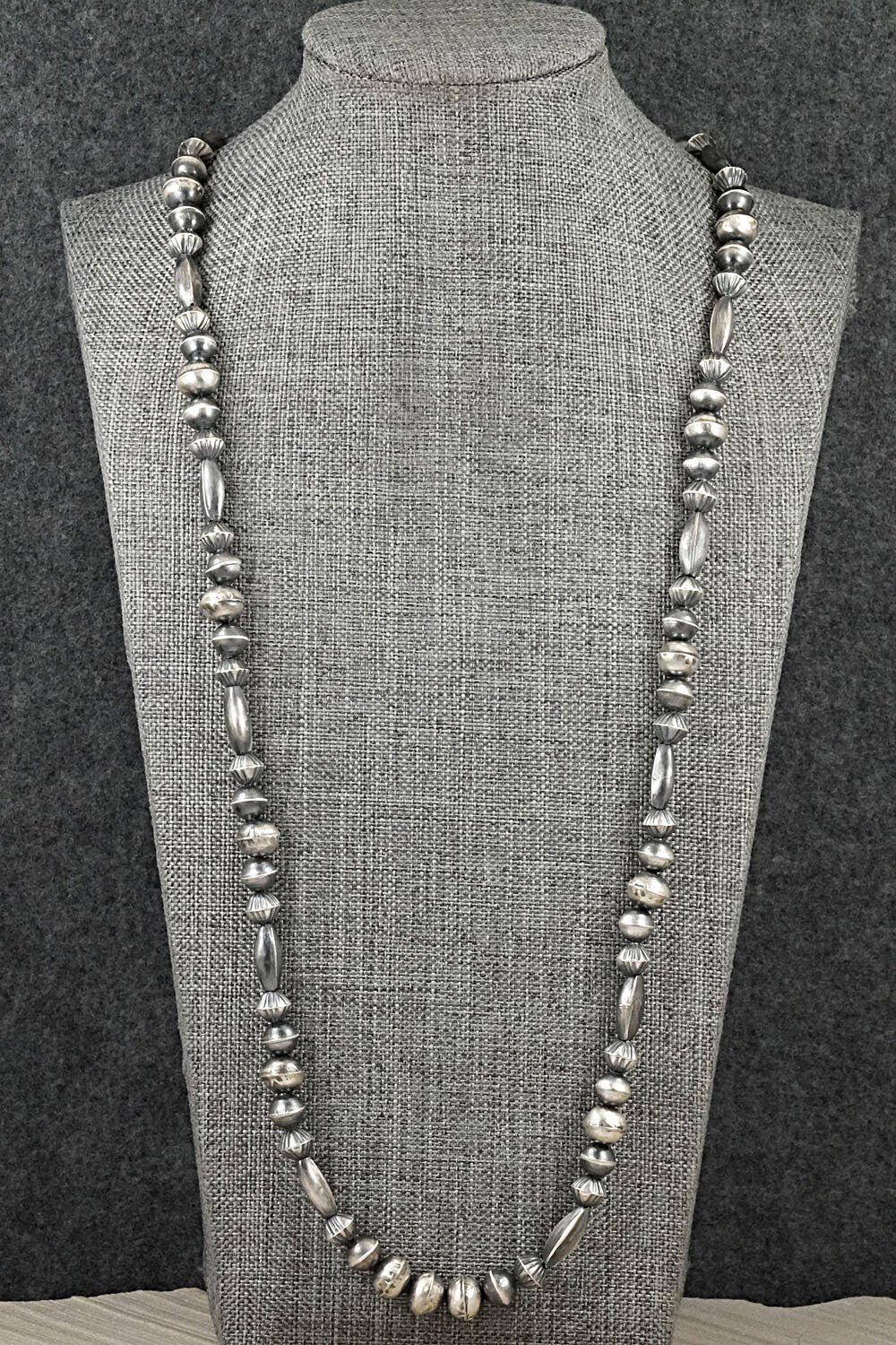 Sterling Silver Navajo Pearl Necklace 28" - Vintage