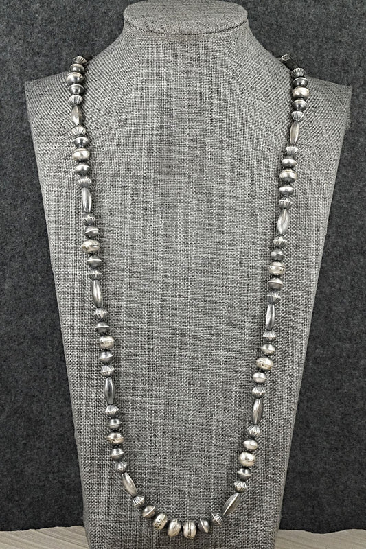 Sterling Silver Navajo Pearl Necklace 28" - Vintage